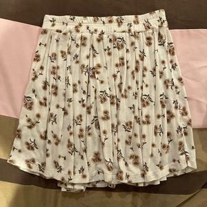 Brandy Melville Flowy Cream Skirt with Flowers - One Size Fits All